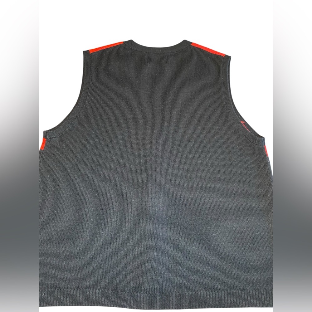 Vintage Chandler Hill Button Up Sweater Vest Argyle Women’s Size L Black Red Tan - Picture 5 of 7